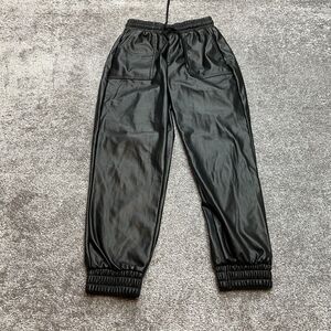 BCBGeneration Jogger Pants Womens XS Black Faux Leather Stretch Taper 24x26